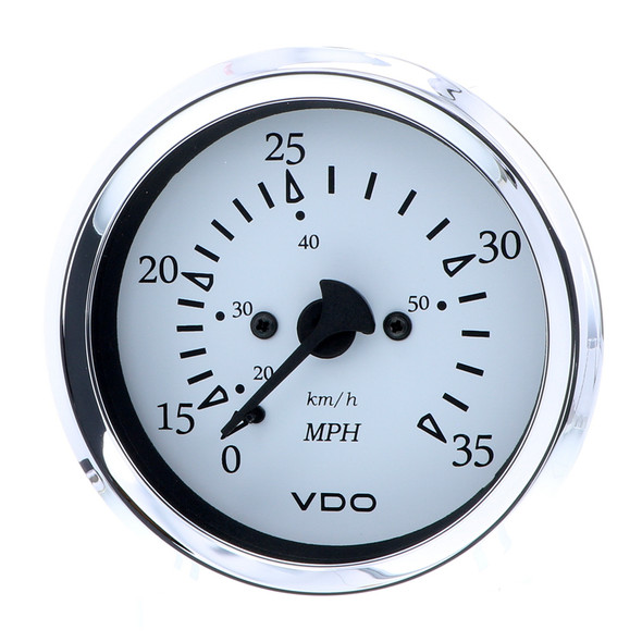 VDO Cockpit Marine 85MM Pitot Speedometer - 0 to 35 MPH with White Dial and Chrome Bezel