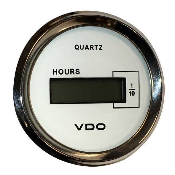 VDO Cockpit Marine 52mm LCD Hourmeter with White Dial and Chrome Bezel
