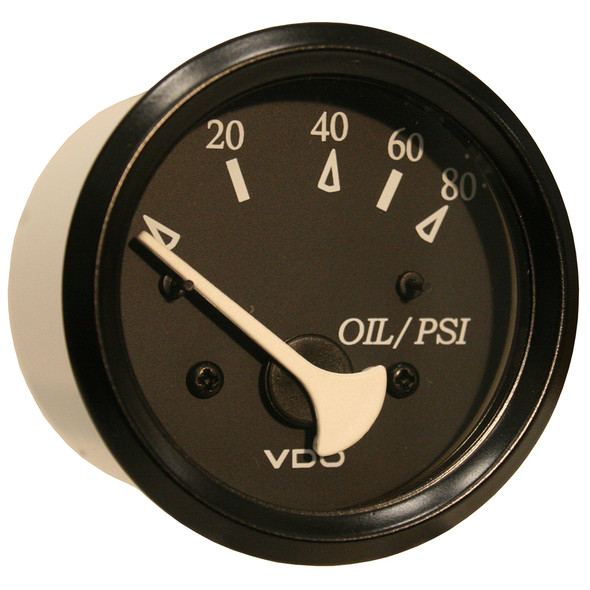 VDO Cockpit Marine Oil Pressure Gauge - 80 PSI Black Dial and Bezel