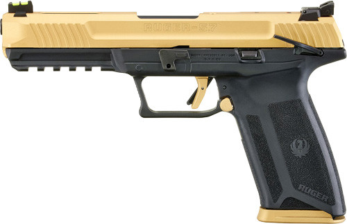 Ruger 57 5.7x28mm Semi-Automatic Pistol with Gold Slide, Black Frame - Part 16416