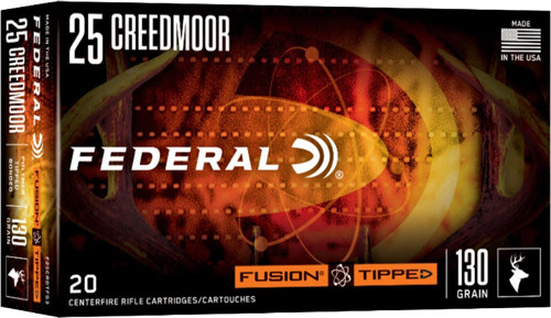 Federal Fusion F25CRDTFS3 25 Creedmoor 130 Grain Polymer-Tipped Rifle Ammunition