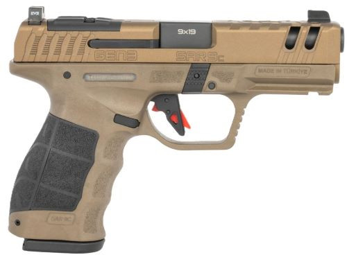 SAR USA SAR9C Gen3 Compact 9mm Luger Semi-Automatic Pistol, Bronze, SAR9CG3BR10