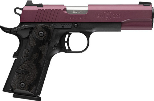 Browning 1911-380 Black Label Semi-Auto Pistol with Wood Grip and Black Cherry Slide