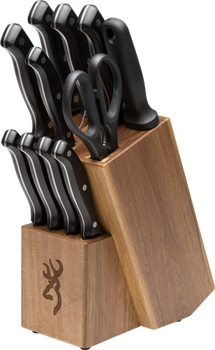 Browning Kitchen Knife Set with Wooden Handles and Stainless Steel Blades