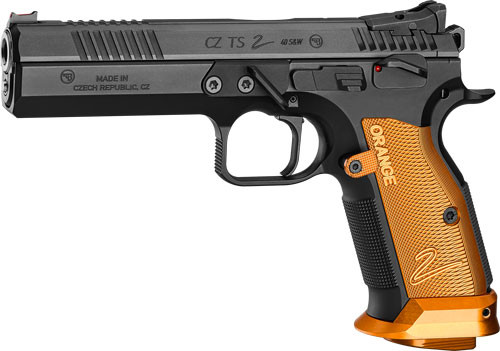CZ-USA CZ TS2 SA 9mm FS Semi-Auto Pistol with 20-Round Magazines and Orange Aluminum Grips