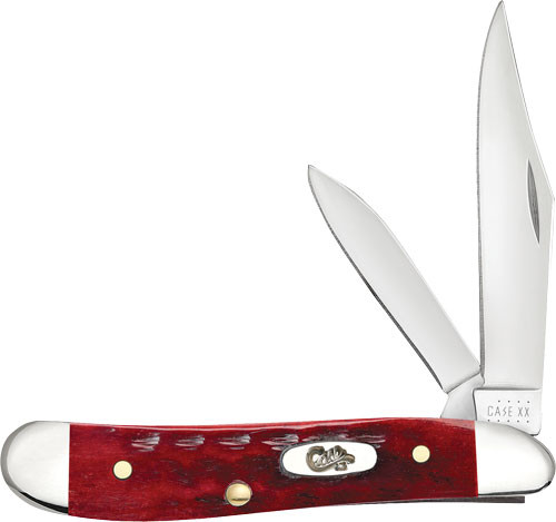 Case Knives Pocket Worn Old Red Bone Peanut Pocket Knife - 2.2-inch Stainless Steel Blade, Red Bone Handle