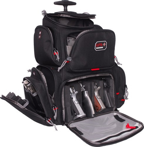 GPS Rolling Handgunner Range Backpack with Removable Foam Cradle and Visual ID System