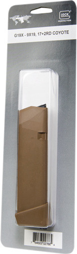 Glock OEM Magazine 19X 9mm - Coyote Brown Polymer Mag with 19-Round Capacity