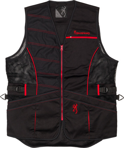 Browning Ace Shooting Vest XXX-Large Black/Red with Multiple Pockets and Embroidery Space