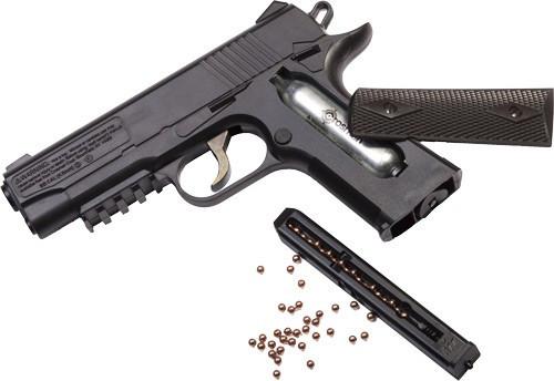 Crosman 1911 .177 BB Pistol - Polymer Frame with Checkered Grips, 480 FPS Velocity