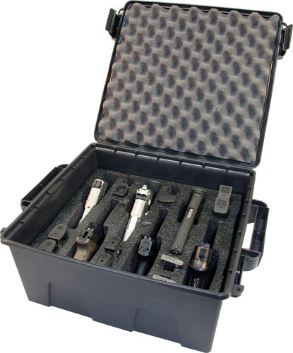 MTM Tactical Pistol Handgun Case * Holds 6 Guns, Grey Plastic Storage Solution