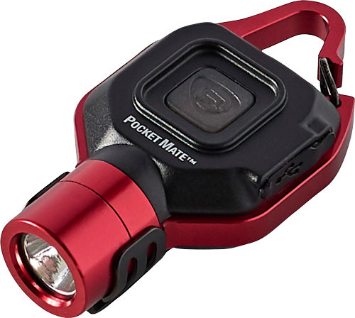 Streamlight Pocket Mate USB Compact EDC Light with Carabiner Clip - Red Aluminum Alloy Cap Light