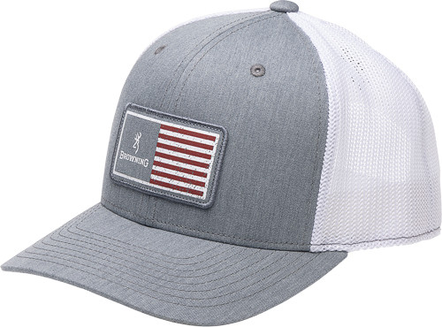 Browning Cap Mustang 110 Mesh Adjustable Headgear with Flexfit 110 Snap Closure in Gray