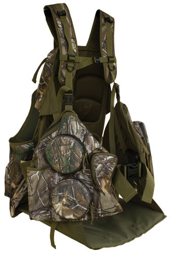 Primos Turkey Vest Rocker – Realtree Xtra Green Camo, Medium Hunting Vest with Flip Down Lounge Seat
