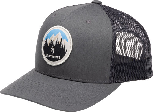 Browning Cap Brimrock Mesh in Charcoal - Adjustable Waxed Cotton Headgear