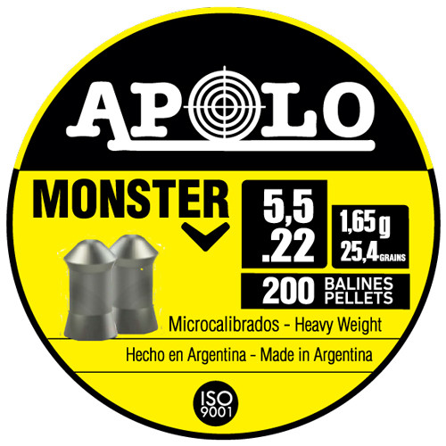 Hatsan Apolo 22 Monster .22 Caliber Hollow Point Pellets - 200 Pack, 10 Packs per Case