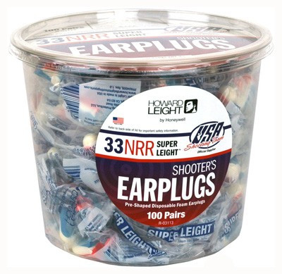Howard Leight R-03113 Shootings Ear Plugs - 100 Pair, Uncorded Red, White & Blue Noise Reduction Rating 33 dB