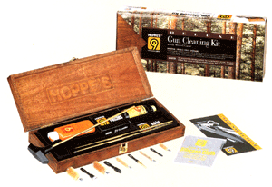 Hoppes Deluxe Gun Cleaning Kit with Wood Storage Case - Universal Firearm Maintenance Set