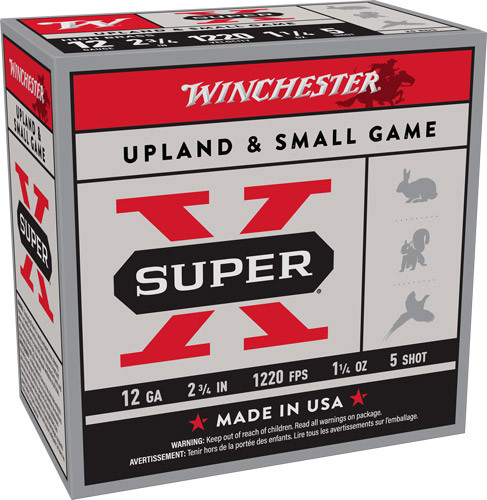 Winchester Ammunition Super-X 12 Gauge 2.75-Inch Shotshells - 1-1/4 oz #5 Lead Shot, 1300 FPS, 25 Rounds per Box