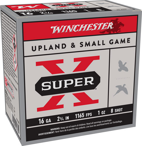 Winchester Ammunition Super-X 16 Gauge 2.75-Inch Shotgun Shells - #8 Lead, 1 oz, 1165 fps, 25 Rounds per Box