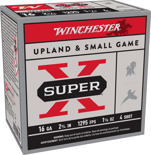 Winchester Ammunition Super-X 16 Gauge 2.75-inch Shotgun Shells with #4 Lead Shot (25 Rounds per Box, 10 Boxes per Case)