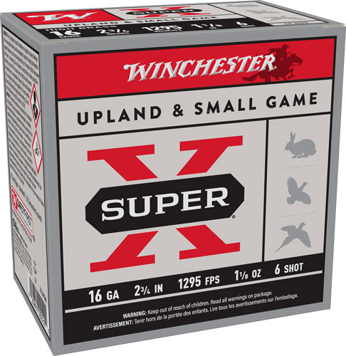 Winchester Ammunition Super-X 16 Gauge 2.75-Inch Shotgun Shells - #6 Lead Shot, 1295 FPS, 1-1/8 Oz, High Brass