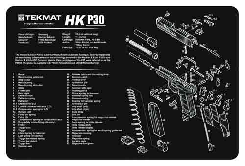 TekMat Armorers Bench Mat for HK P30 - Neoprene Gun Work Surface Protector
