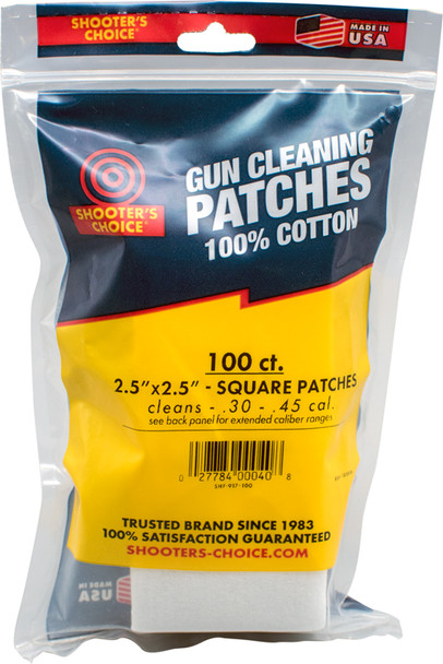 Shooters Choice 2.5-Inch Square Cotton Patches (Part Number SHF-917-100)