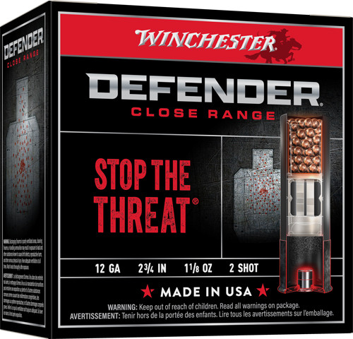 Winchester Ammunition Defender 12 Gauge 2.75-Inch Shotgun Shells, #2 Lead Shot, 1-1/8 Ounce - Pack of 25