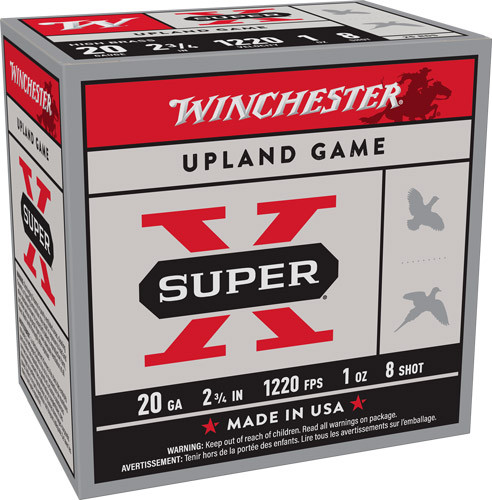 Winchester Super-X 20 Gauge 2.75-Inch Shotgun Shells – 1220 FPS, 1 oz #8 Lead Shot, High Brass Performance