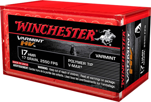 Winchester Ammunition Varmint HV 17 HMR - 17-Grain JACKETED Polymer Tip Rounds