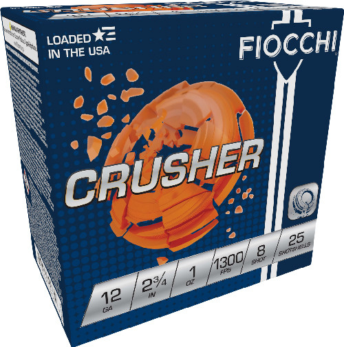 Fiocchi Crusher 12 Gauge 2.75-Inch Shotshells - #8 Lead Shot, 1300 FPS Velocity