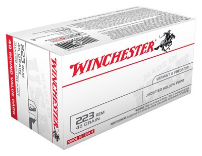 Winchester USA .223 Remington 45 Grain JHP Ammunition, 40 Rounds