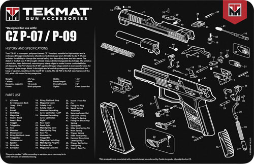 TekMat Armorer's Bench Mat for CZ P-07 and P-09 Pistols – 12.1" x 17" Neoprene Gun Cleaning and Maintenance Mat