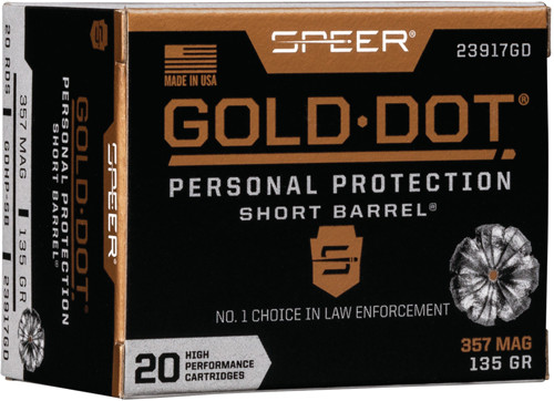 Speer Gold Dot 357 Magnum 135-Grain JHP Ammunition for Short Barrels