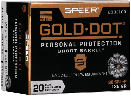 Speer Gold Dot 38 Special +P 135 Grain Jacketed Hollow Point Ammunition