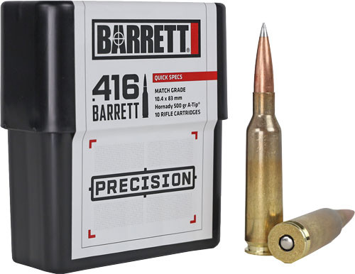 Barrett 416 Barrett Ammo 500-Grain AeroTip - Reloadable Rifle Cartridges