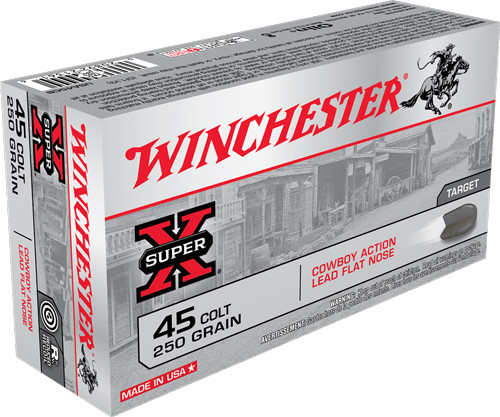 Winchester Ammunition .45 Colt 250 Grain Lead Flat Nose Ammunition - 50 Rounds per Box