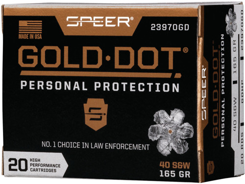 Speer Gold Dot 40 S&W 165 Grain Jacketed Hollow Point Ammunition
