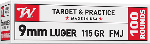 Winchester Ammunition USA9MMVPY 9mm Luger 115-Grain FMJ Ammunition - 100 Rounds per Box