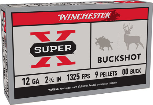 Winchester Ammunition Super-X 12 Gauge 2.75-inch 00 Buckshot, 1325 FPS, 5 Shells per Box