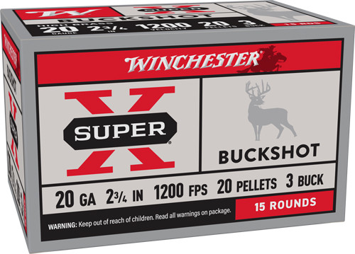 Winchester Ammunition Super-X 20 Gauge 2.75-Inch #3 Buckshot Shotshells