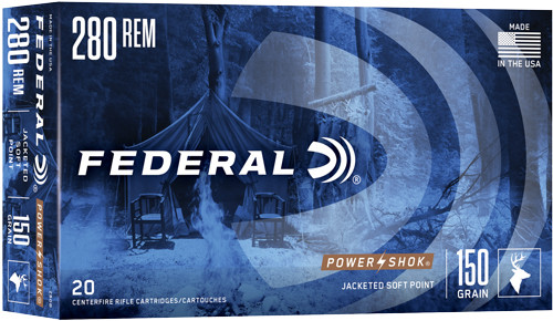 Federal Power-Shok .280 Remington Jacketed Soft Point Ammunition – 150 Grain, Reloadable Box of 20