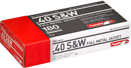 Aguila .40 S&W 180 Grain FMJ Flat Nose Ammunition, Reloadable 50 Rounds per Box