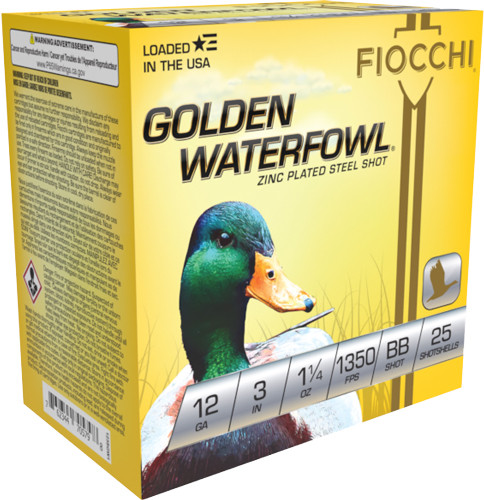 Fiocchi Golden Waterfowl 12 Gauge Shotshells - 25 Rounds