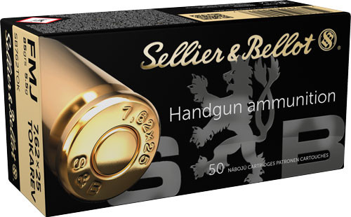 Sellier & Bellot 7.62x25 Tokarev 85 Grain Full Metal Jacket Ammunition