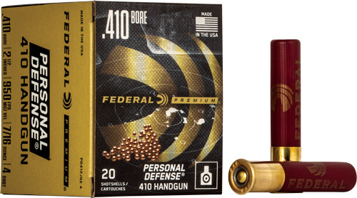 Federal Premium 410 Bore 2.5 inch Shotgun Shells with #4 Lead Shot, 950 FPS, 7/16 oz, 20 Rounds per Box