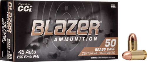 CCI Blazer Brass .45 ACP 230 Grain FMJ Ammunition, 50 Rounds per Box