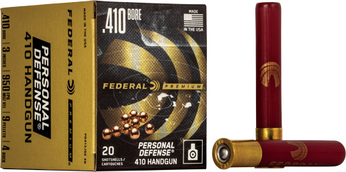 Federal Premium 410 Bore 3-Inch #4 Buckshot Shotgun Shells - 20 Rounds Per Box