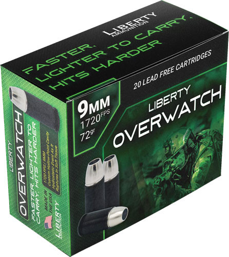 Liberty Overwatch 9mm Luger Copper Solid 72-Grain Hollow Point Ammunition